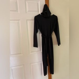 Kids Black Polyester Jumpsuit with Hood Costume